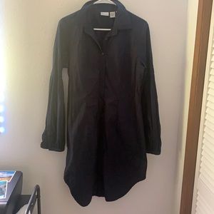 Navy blue midi cotton navy blue button up dress